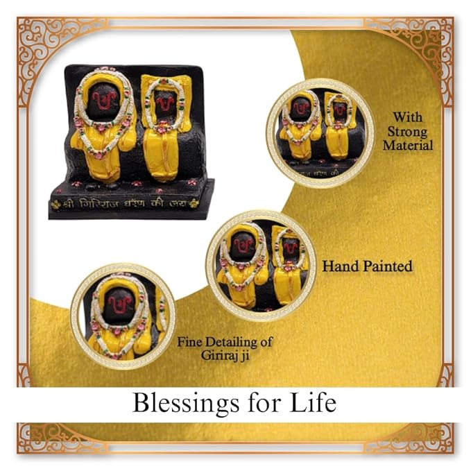 Giriraj ji Mukharvind swaroop Murti (Goverdhan swaroop) - Idol Statue for Pooja,Home Décor & Gifts (Yellow) - Image 2
