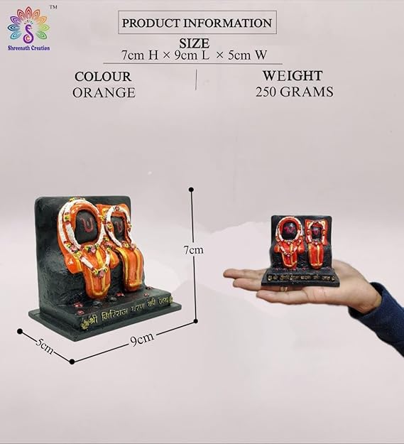 Giriraj ji Mukharvind swaroop Murti (Goverdhan swaroop) - Idol Statue for Pooja,Home Décor & Gifts, (Orange) - Image 4