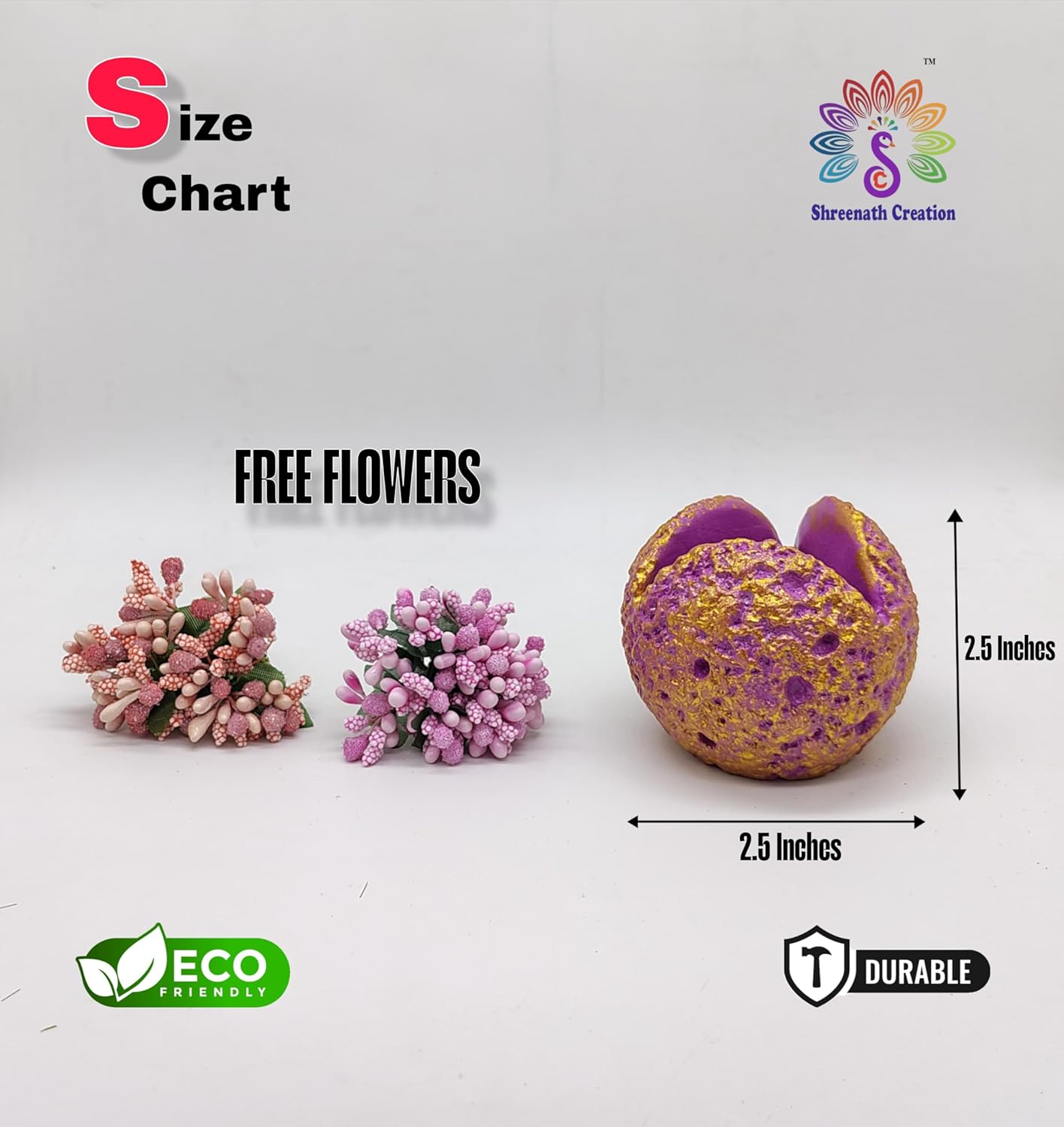 New Purple Round vase with Golden Finish and Free Pink Artificial Flowers for Unique Tabletop & Festival Decor. - Image 3