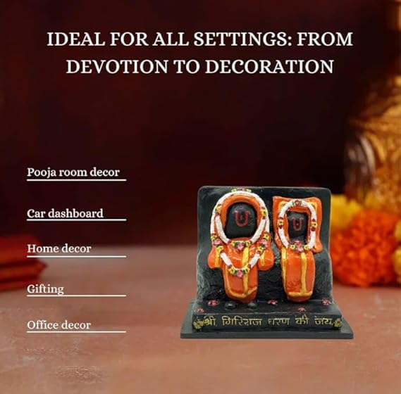 Giriraj ji Mukharvind swaroop Murti (Goverdhan swaroop) - Idol Statue for Pooja,Home Décor & Gifts, (Orange) - Image 3